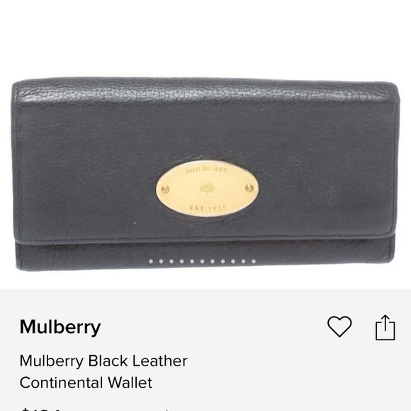 Mulberry Black Leather Purse/ Wallet Gold Plate . - Picture 1 of 12